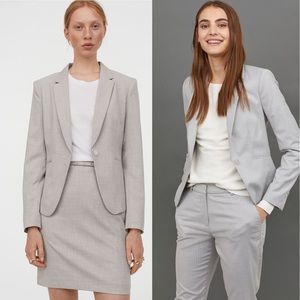 Beautiful office suit trio: blazer, pants, skirt